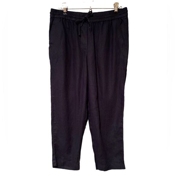 Talbots 100% Linen Capri Pants Navy Size 6 Petite - Picture 1 of 9